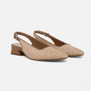 Naturalizer Slingback Ginger 2 Tan Woven Faux Leather 11 W